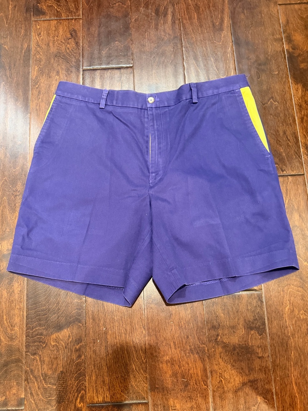 Perlis Men's Purple Shorts with Yellow Pocket Trim size 36 New Orleans Game Day